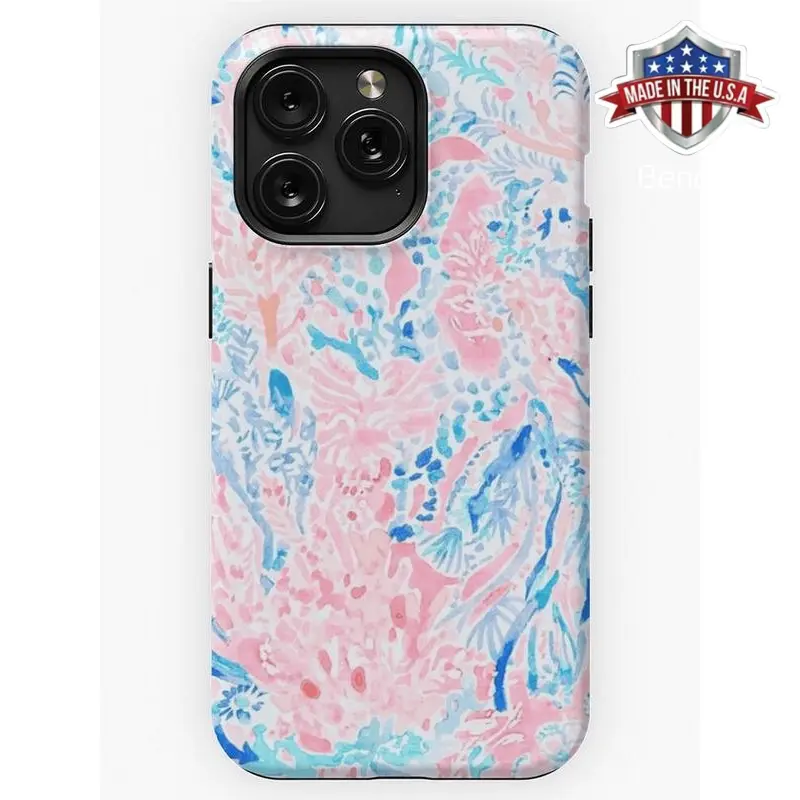 Blue and Pink Warm Water Design Phone Case for Samsung s24 ultra and iPhone 17, 16, 15, 14, 13, 12, 11 Pro Max, X, XR, XS Max, 8, And 7 Plus,screen protector, Girly Phone Case Cute Gifts Compatible with Samsung Galaxy S25