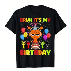Sprunki Birthday T-shirt Boys Girls Youngsters' Cartoon Character T-Shirt for Kids Fashion Casual Summer Tee Short Sleeve,Birthday Gift,Children's Day Gift