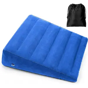 Inflatable Wedge Pillow, Portable Travel Wedge Pillow, Fast Inflation & Deflation Inflatable Wedge Pillows for Travel, Blow Up Sleeping Back Knee Bed (Blue) cool