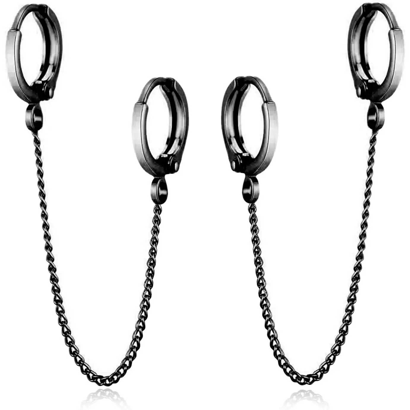Unique Small Silver Chain Handcuff Hoop Earrings Double Piercing Dangle Drop Cartilage Earrings Chic Chain Huggie Hoop Earrings for Men Women Statement Jewelry Gifts
