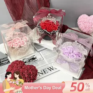 Artificial Rose Gift Box, 1 Set 11 Flowers Romantic Faux Rose Bouquet with Gift Box, Flower Gift for Girlfriend, Wife, Birthday Gift, Wedding Gift, Party Supplies