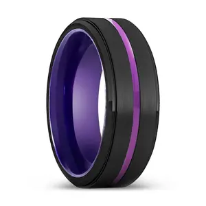 DARWIN | Purple Ring, Black Tungsten Ring, Purple Groove, Stepped Edge