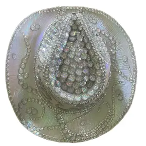 CUSTOM HANDMADE White Rhinestone Cowgirl Hat with Sparkling Rhinestones and Elegant Design