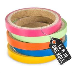 Neon Tape Glow in the Dark Fluorescent Duct Tape 5Pcs Heavy Duty Waterproof for Walls Party Decor Dance Floor 16 ft in Roll Colored Masking Tape