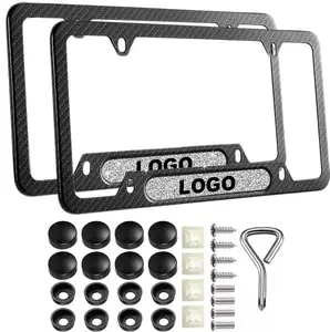 for Nissan（Customize your own logo） 2-Pack Premium Carbon Fiber License Plate Frame Durable Rust-Proof Aluminum Alloy Unisex Universal Holder with Screws & Diamond-Emblem Logo