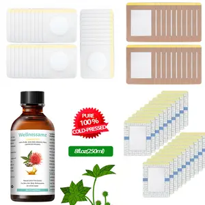 8Oz(250ml) Pure natural cold-pressed castor oil with 70pcs castor oil packs,castor oil pack wrap Organic Cotton for Liver,Stomach,Neck and Belly BUtton