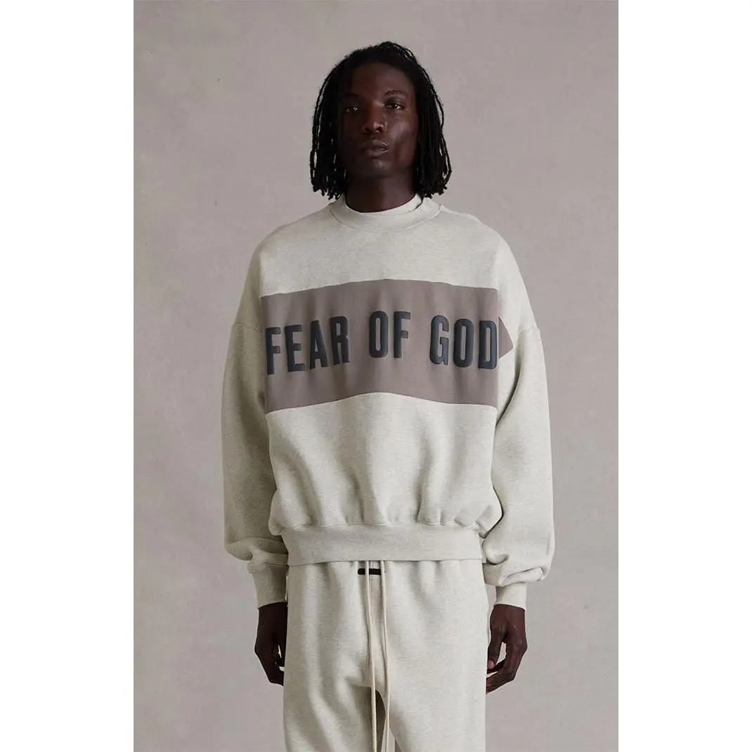 Fear of God ESSENTIALS Men's Vanilla Paneled Cropped Relaxed Sweatshirt