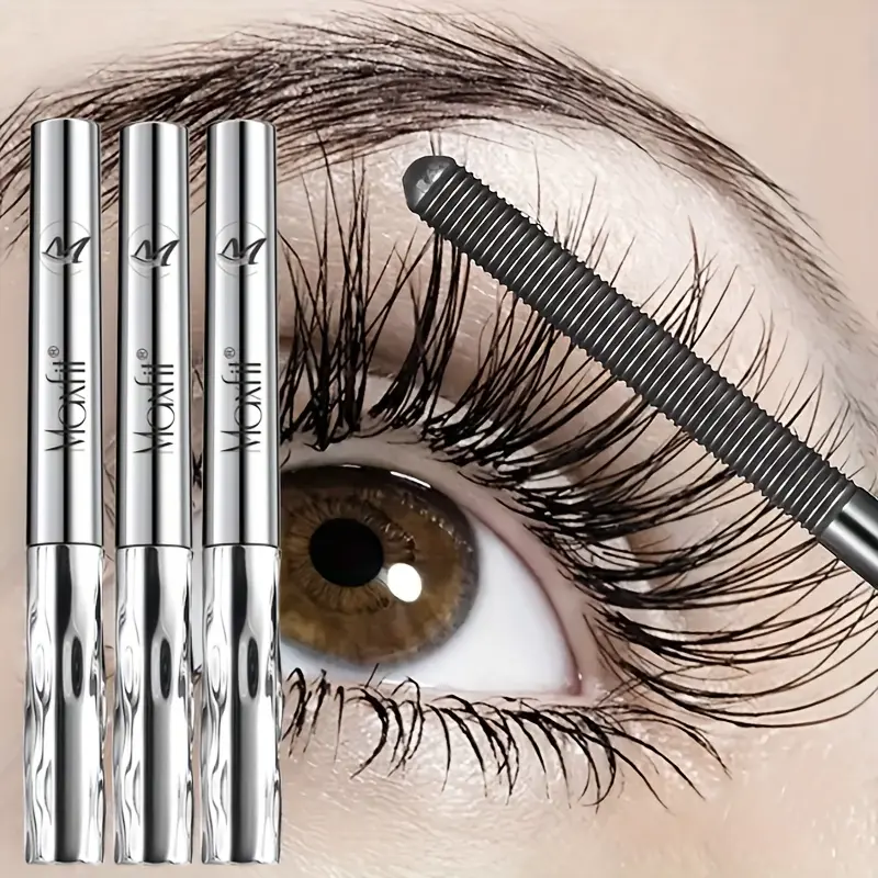 3pcs Squalane-Infused Beauty Spiral Brush Mascara - Lengthening, Volumizes Eyes, Long Lasting, Waterproof, 24-Hour Wear, Suitable for Beginners & All Skin Types, Ideal for Party Looks (Mascara Volume and Length Waterproof), Beauty Mascara
