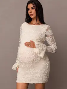 ELARA White Lace Pregnancy Gown Photoshoot Essentials Picture Perfect GRWM