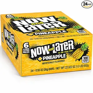 Now and Later Original Pineapple Chews Candy, 0.93 oz (24 Count) - Snack Sweet american sweets planet gummies fall Bonbon Flavor Chocolate Delicious Tropical