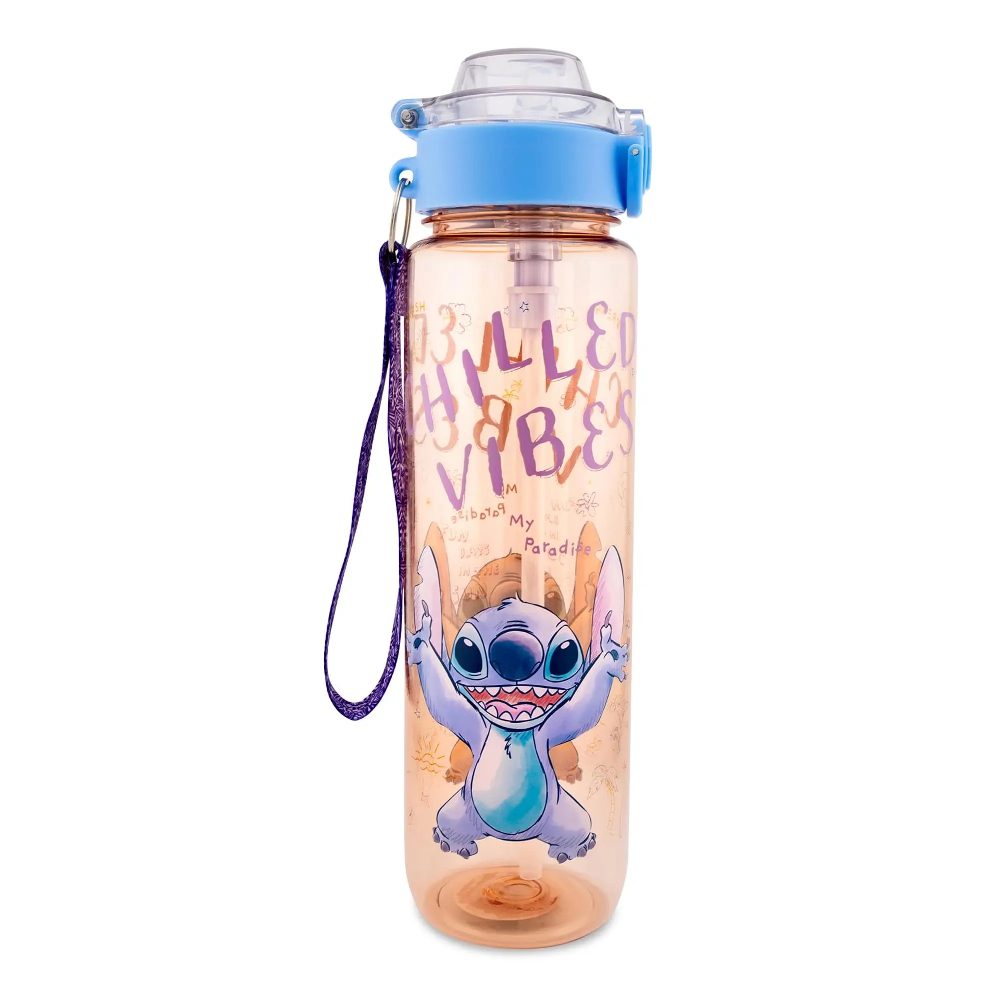 Disney Lilo & Stitch "Chilled Vibes" Water Bottle With Lid and Strap | 33 Ounces Disney Lilo & Stitch "Chilled Vibes" Water Bottle With Lid and Strap | 33 Ounces