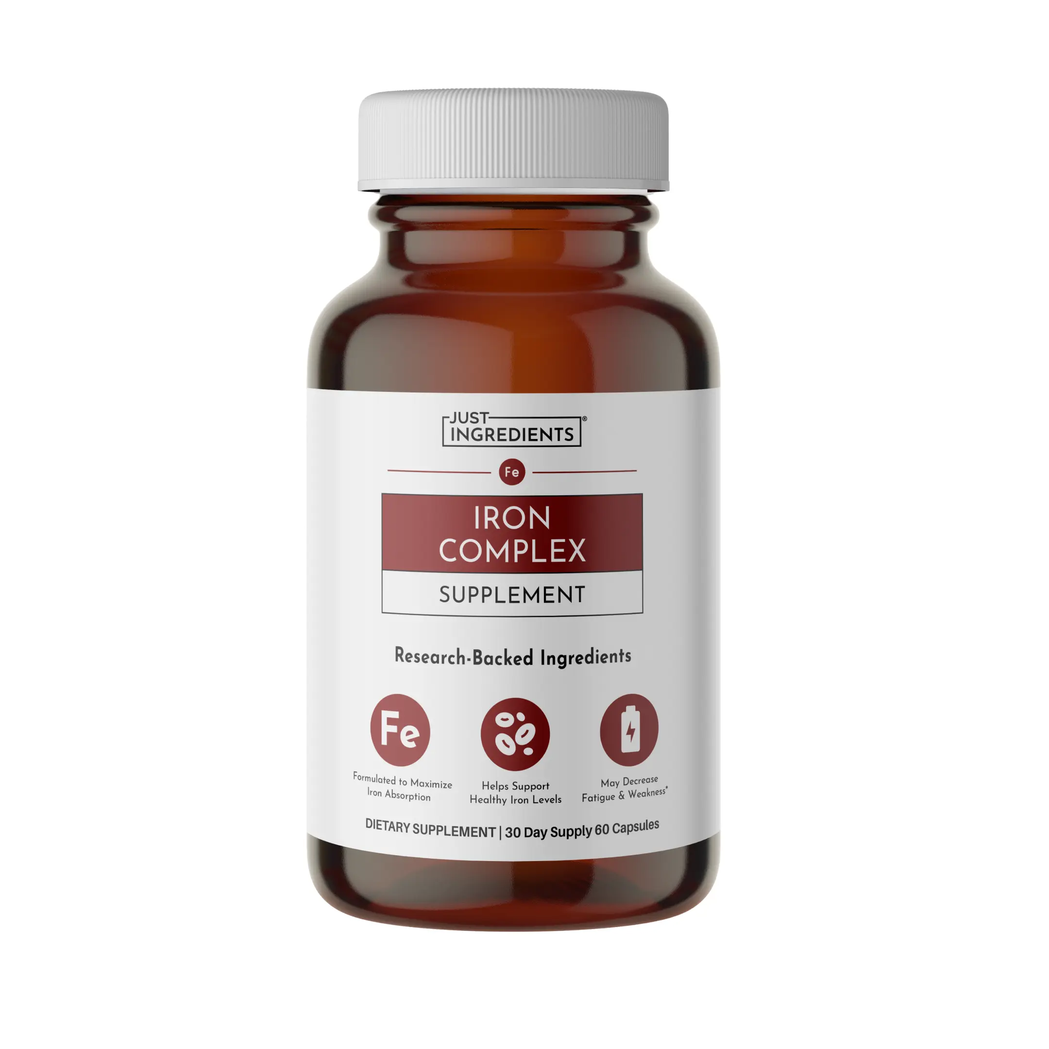 Just Ingredients Iron Complex Supplement with Ferrochel Vitamin C & Probiotics for Optimal Iron Absorption and Gut Health Just Ingredients Iron Complex Supplement with Ferrochel Vitamin C & Probiotics for Optimal Iron Absorption and Gut Health