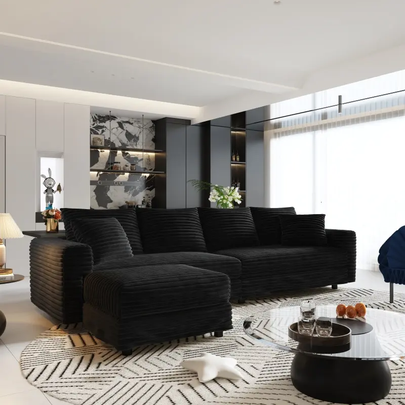 Black + 4 Seat + 1 Ottomans