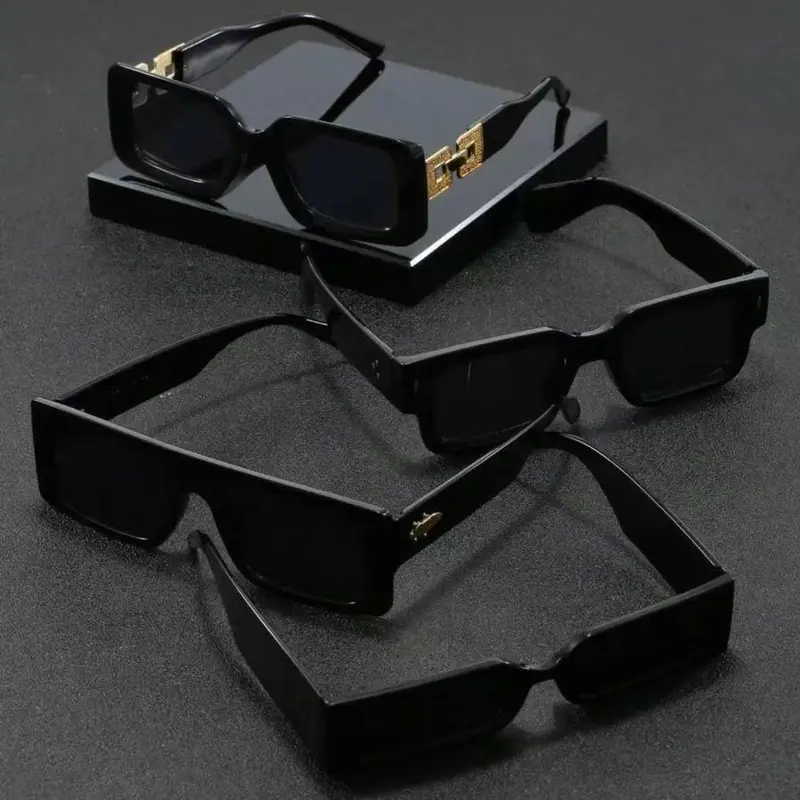 4 Pairs Square Plastic Decorative Glasses Set, Classic Simple Business Style Design, Suitable for Commuting Office Travel, Daily Shades Look