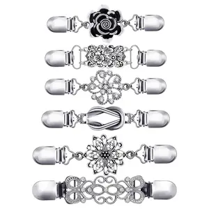 6PCS Vintage Sweater Shawl Clips Retro Cardigan Collar Dress Shirt Brooch Clips for Women Wearing, 6 Styles