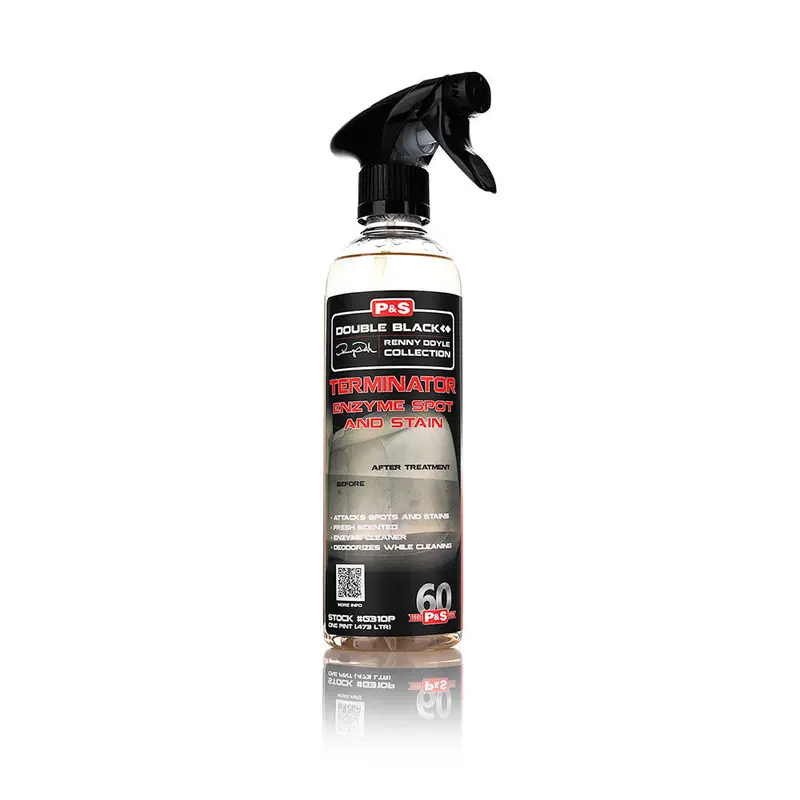 P&S Detail Products Terminator Enzyme Spot Remover - Car Interior Cleaning Spray, Enzymatic Stain Treater with Molecular Clean, Grease-Cut Power & Deep Penetration for Upholstery, Carpet, Protein-Based Stains, Fresh Scent