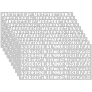 10 Sheet Small Letter Stickers, Self Adhesive Alphabet Letter Stickers for Arts Crafts Outdoor Sign Poster Notebook Mailboxes Car - White