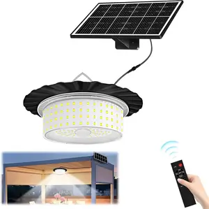 Solar Shed Light Portable 244 LED 360° Glow Waterproof with Remote Control for Shed Barn Gazebo Yard Patio Garage IP65 Waterproof 6V/3.5W Monocrystalline Silicon Solar Panel