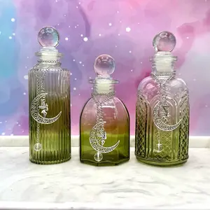 Green Fairy Celestial Lunar Glass Decanter – Decorative Moon Bottle for Home & Altar Decor Ritual Gift Set - includes Ritual Cards & Clear Quartz Stone with *Free* Moon Magic Bundle Printables