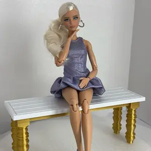 1/6 Scale Bench PLA 3D Printed GOLDEN Dollhouse Diorama Bench Only No Doll for Collectors