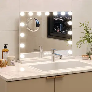 23*18.“cinematic-Style Vanity Mirror with Lights  Bathroom Makeup Mirror, 3-Color Dimmable LED, 360° Rotatable, Touch Control, 3X Magnification