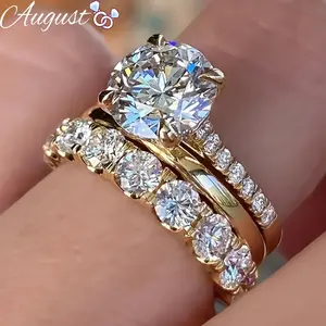 Women's ring three-piece set, elegant zircon wedding ring, engagement party matching ring