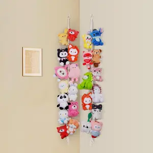 2-Piece Hanging Rope Animal Toy Storage Chain, Cotton Material, 80-Inch Long, Includes 40 Metal Clips, Ideal for Wall Corners