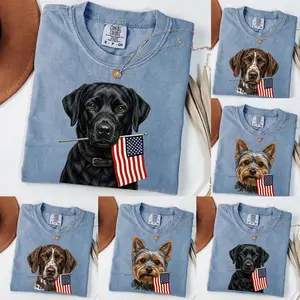 Funny 4th of July Dog Shirt, 50+ Dog Breeds Patriotic Puppy Tee, American Flag T-Shirt, Cute Dog Lover Gift - Squirrel Corner
