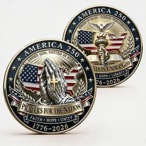 3D America Prayers For The Nation Coin, Patriotic Challenge Coin, USA Independence 1776–2026 Commemorative Collectible, History Enthusiast Gift For Coin Collector