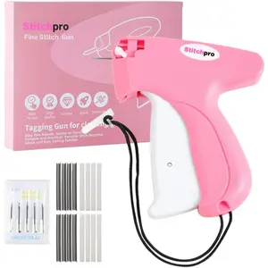 Stitchy Gun for Clothes| Tag Gun Quick Clothing Fixer| Tagging Gun| Includes 6 Needle, 1000 Black & 1000 White (PinkWhite)