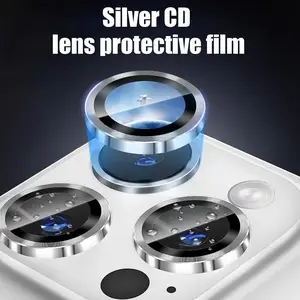 Camera Lens Protection Film for iPhone Models, Strong Adhesion 9h Hardness Glass Screen Protector, Metal Ring Cover Included, Smartphone Camera Accessories