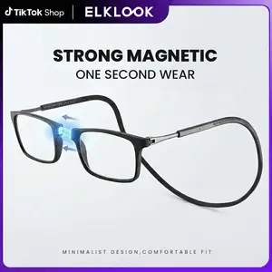 ELKLOOK Magnetic Reading Glasses for Women&Men – Blue Light Blocking, Hanging Neck Design, Perfect Valentine’s Gift for Parents Minimalist Design Comfortable Fit Rectangular Eyeglasses