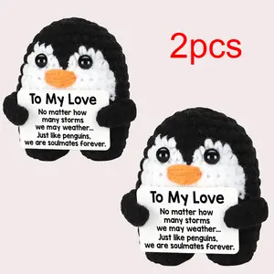 Handmade Crochet Penguin Romantic Gift - I Love You Present for Him Her Boyfriend Girlfriend, Birthday Christmas Valentines Wedding Anniversary for Wife Husband Couples diy  gifts  bf