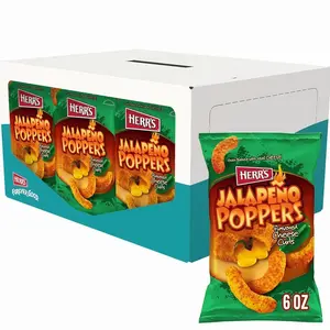 Herr's Jalapeño Poppers Flavored Cheese Curls - Made with Cheddar Cheese - 1.23 Ounce (Pack of 24) Great for Bold Flavor Fans
