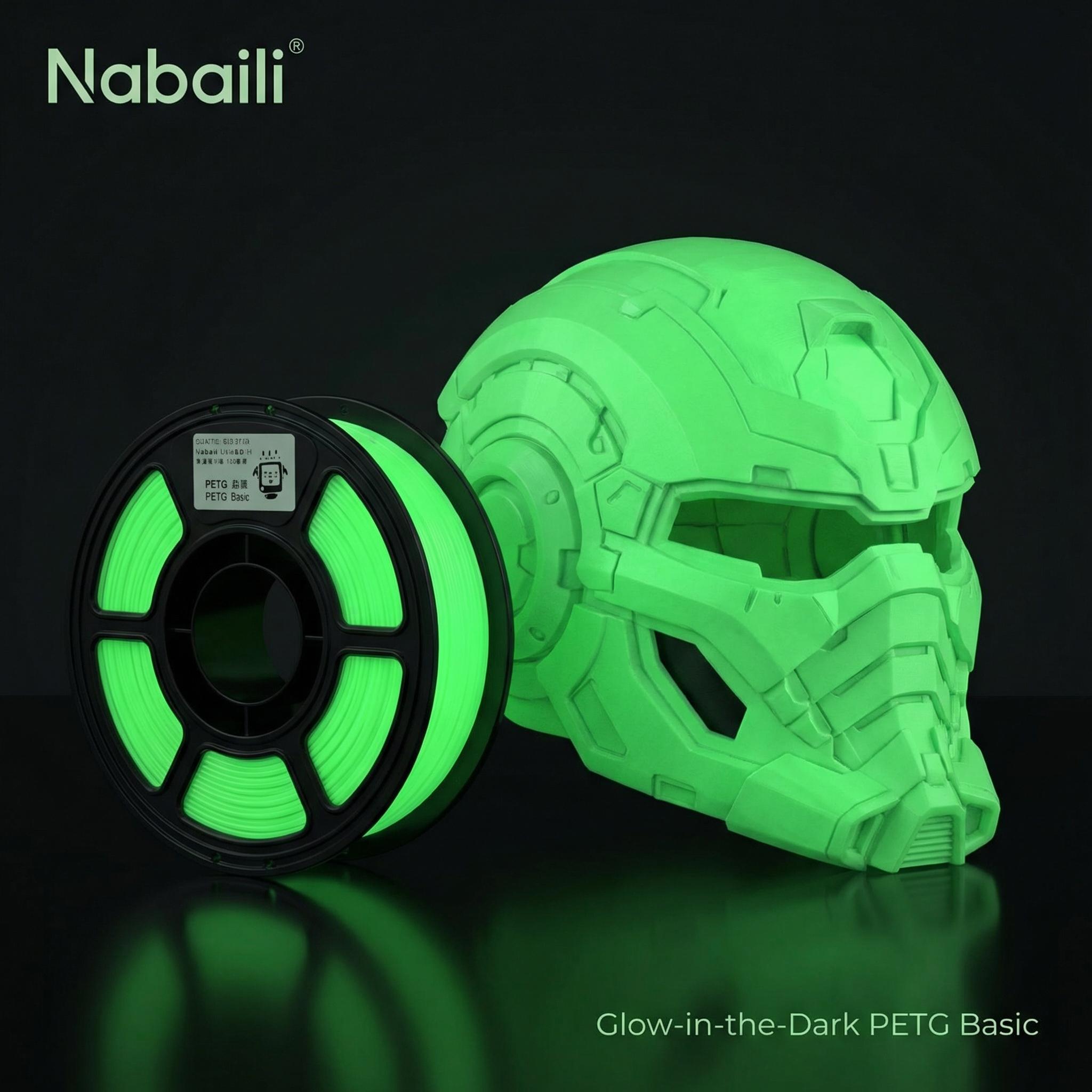 Nabaill 3D Filament PETG Glow-in-the-Dark Green Fast Print - PETG BASIC Settings for 3D Printing Projects