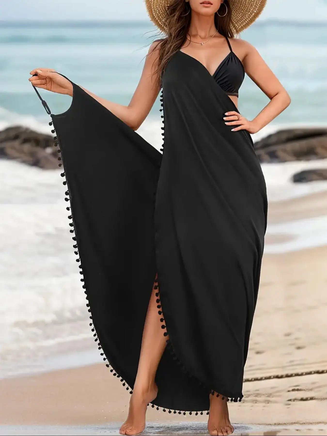 2 piece maxi dress Two-Tone Matte Satin Wrap Maxi Dress – Green and Olive M / Green and Olive main image 1