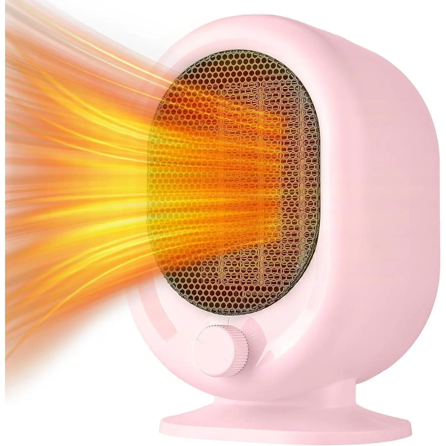 P-Mini 1500W PTC Ceramic Space Heater - Small, Space-Saving Desk Heater with 2 Adjustable Gears, ABS Heat-Resistant Body, Knob Switch, Tip-Over & Overheating Protector, Quick Heat, Silent, Easy to Use for Bedroom, Pink