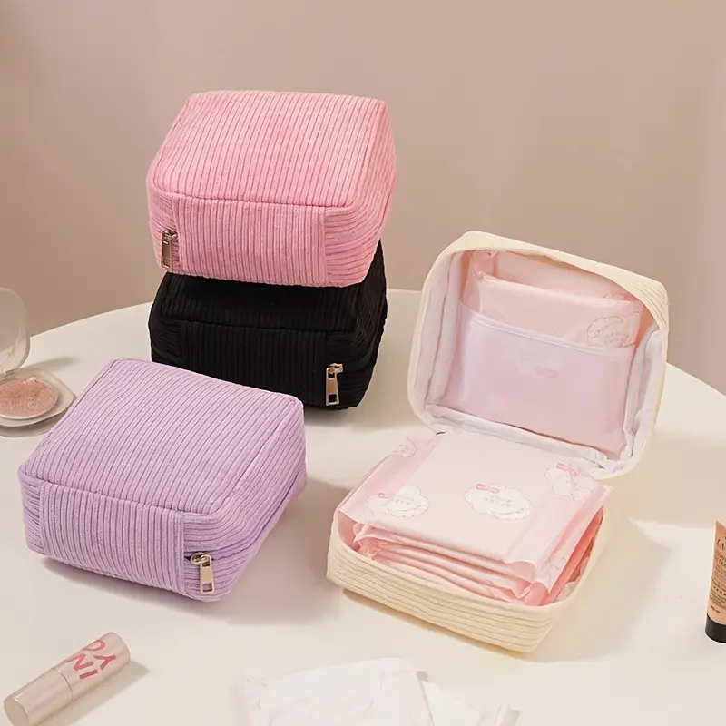 Travel Toiletry Bag for Women - Compact Pouch Organizer for Feminine Hygiene Products, Makeup, Medication, Durable for Gym, Vacation, Daily Carry