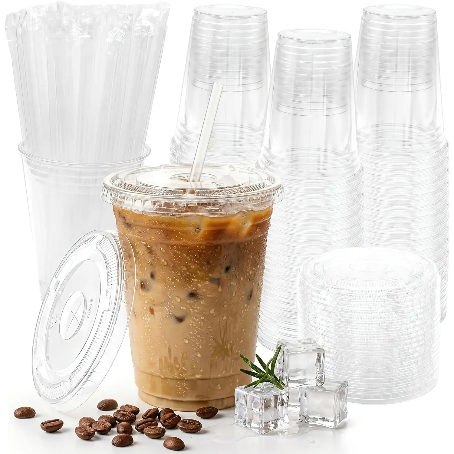 #Halloween2026#disposable party cup，50 Pack 16oz Halloween Clear Cups with Black Lids & Straws - Spooky Ghost, Witch Brew, Pumpkin Party Disposable Drinkware for Iced Coffee, Cold Brew, Bubble Tea, Trick or Treat (Wedding, Outdoor, Birthday)