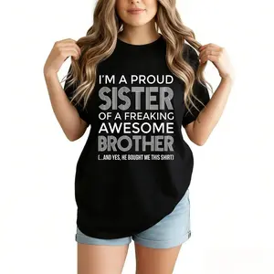 Vintage Style Unisex Hoodie – Proud Sister and Awesome Brother Funny Round Neck Sweatshirt