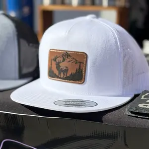 White Flat Bill Cap - Classic Design with Logo Patch, Adjustable Fit, Front Button Closure