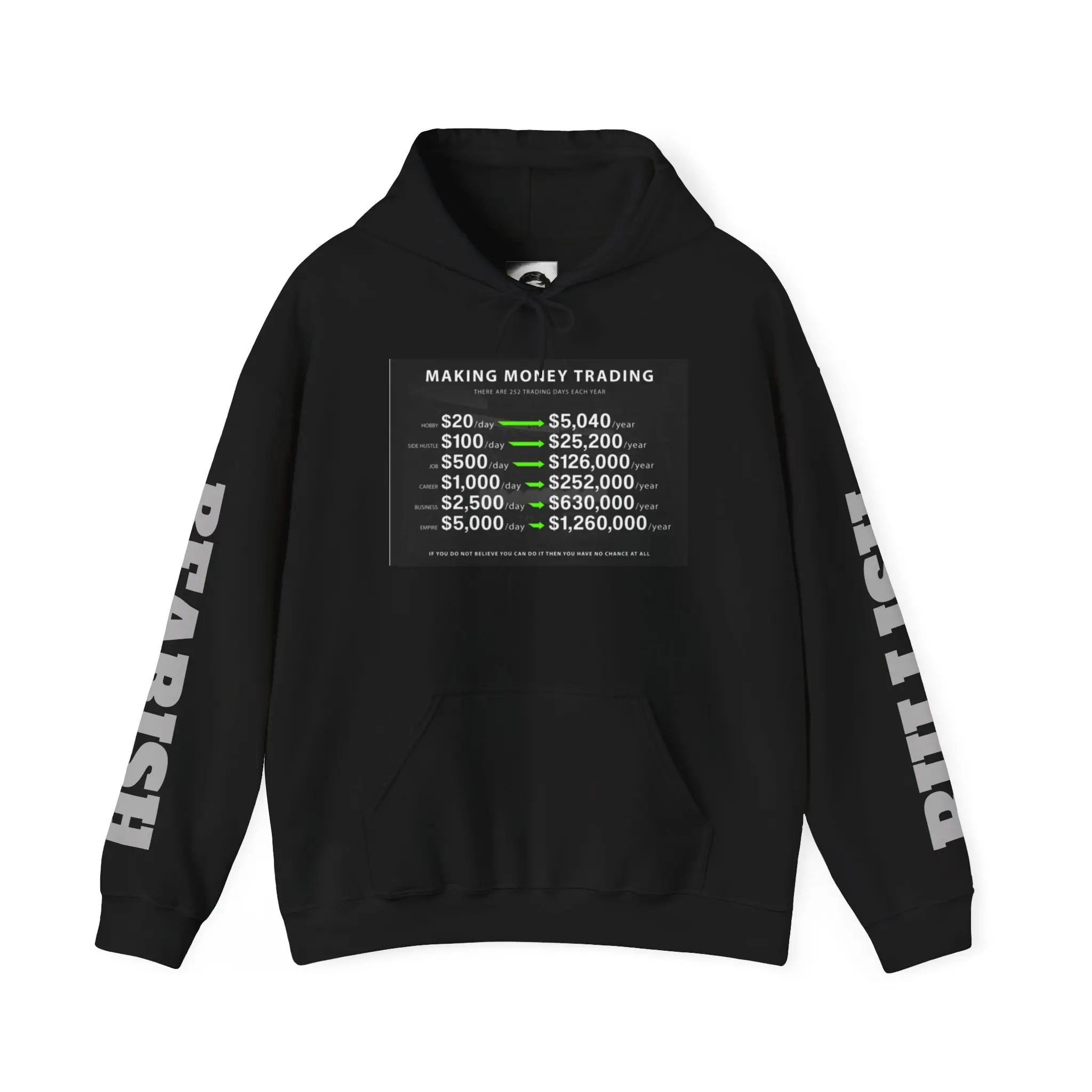Men's Trader Cotton Embroidery Hoodie - Market Sniper Themed Casual Sport Sweatshirt with Bulls Decoration & Fabric Accents, Sweatshirts, Menswear