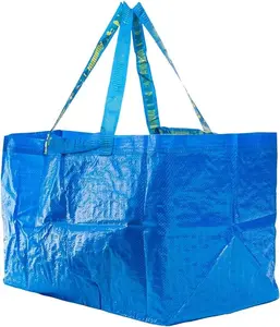 Frakta Shopping Bag Large Blue Set of 10 Multi-Function Tote for Laundry Grocery Shopping Moving 21x14x13 inches