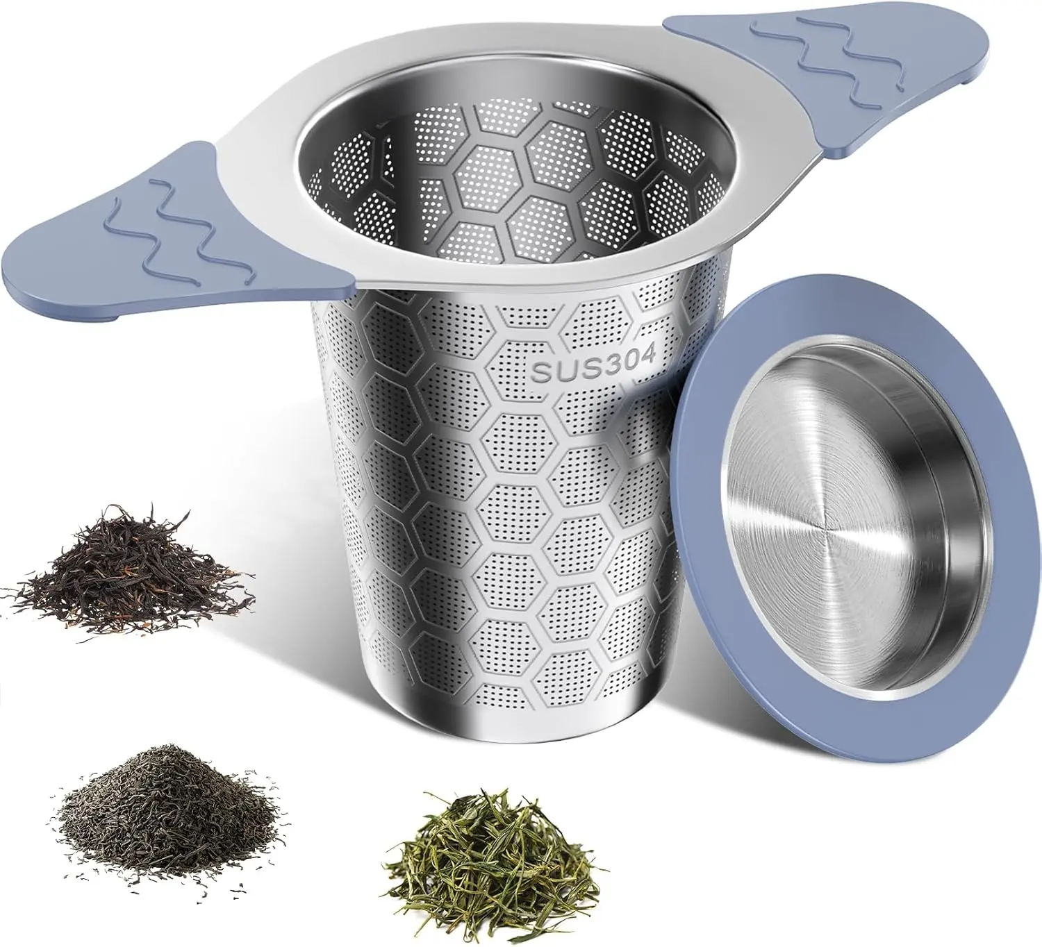 Infuser for Loose Leaf ,18/8 Stainless Steel  Infuser with Heat Proof  Handles,Extra Fine Mesh  Strainers Filter Fine  Leaves Effectively,Fits TeaPots/Mugs