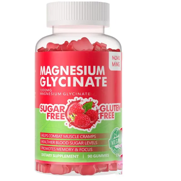 90 CT Magnesium Glycinate Gummies 1000mg - Sugar Free Magnesium Potassium Supplement with Vitamin D, B6, CoQ10 for Calm Mood & Sleep Support - 90 Raspberry Gummies