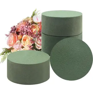 4-Pack Round Floral Foam - Wet & Dry Green Blocks for Fresh/Artificial Flowers, DIY Wedding & Home Decor (3.15”x3.15”x1.57” Each)