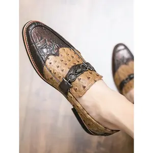Men's Fashionable Colorblock Patchwork Design Lace Up Dress Shoes, Casual Comfortable Loafers for Work Office, Male All-match Commuter Shoes for Daily Wear, Business Casual Shoes