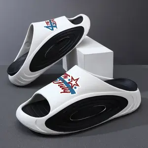 Men's Chunky Platform Slides - EVA Thick-Sole Patriotic July 4th Classic Star Footwear, Summer Pool Slippers