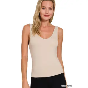 Zenana Premium Rayon Double Layered V-Neck Tank Top