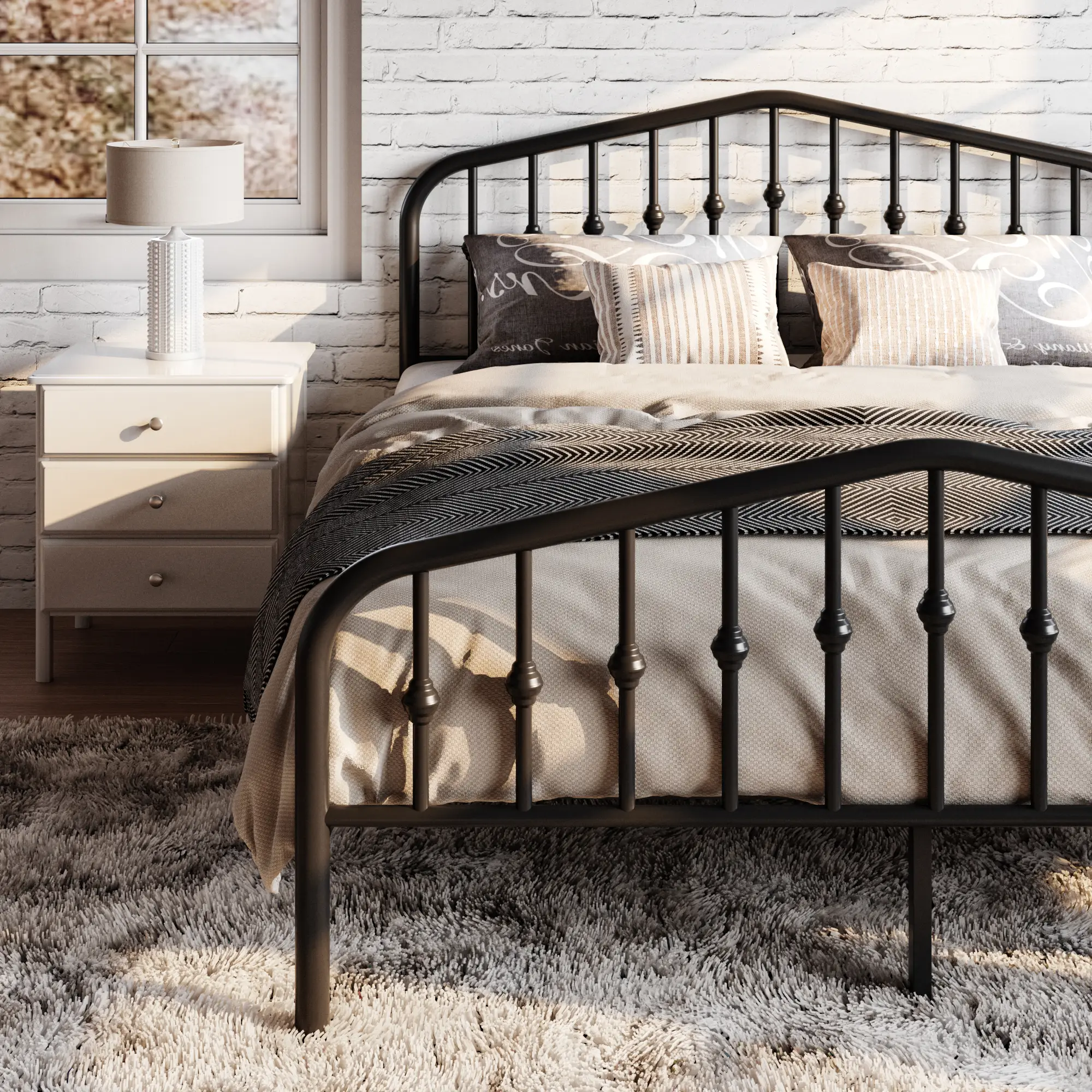 SHA CERLIN Metal Platform Bed Frame with Victorian Style Wrought Iron-Art Headboard【Frame Only No Mattress】Footboard, No Box Spring Required, Black#Ti